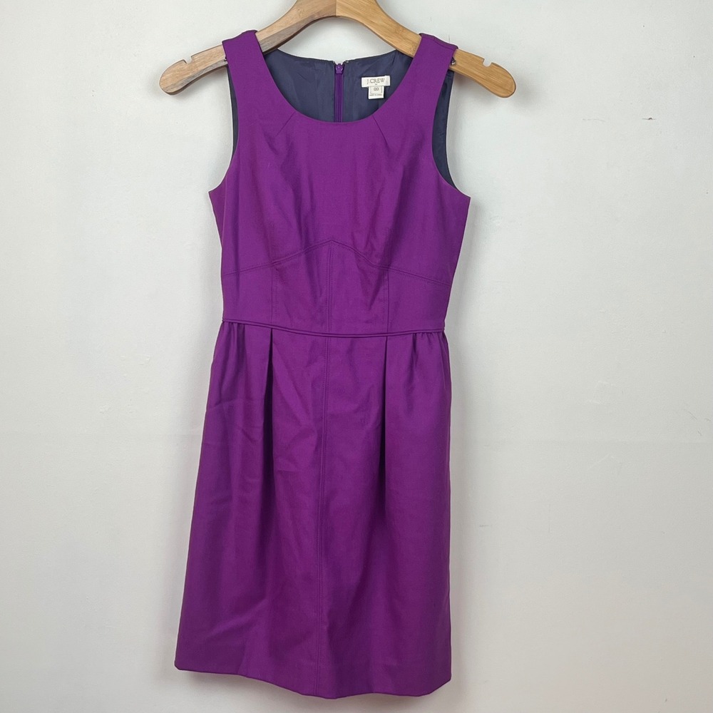 J.Crew Sheath Dress 00 Purple Preppy Dark Academia Wool Office Quiet Luxury